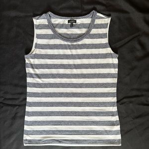 Braided neckline blue white stripe sleeveless tank top TALBOTS XS